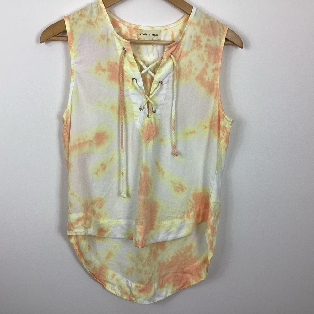Cloth & Stone Tie Dye Lace Up Tank Top Size XS
